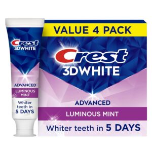 Crest 3D White Advanced, crema dental blanqueadora para adultos, 105 g, paquete de 4,